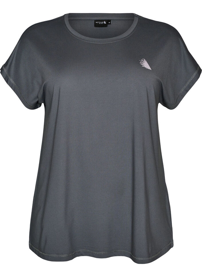 Einfarbiges Trainings-T-Shirt, Grau, Packshot image number 0