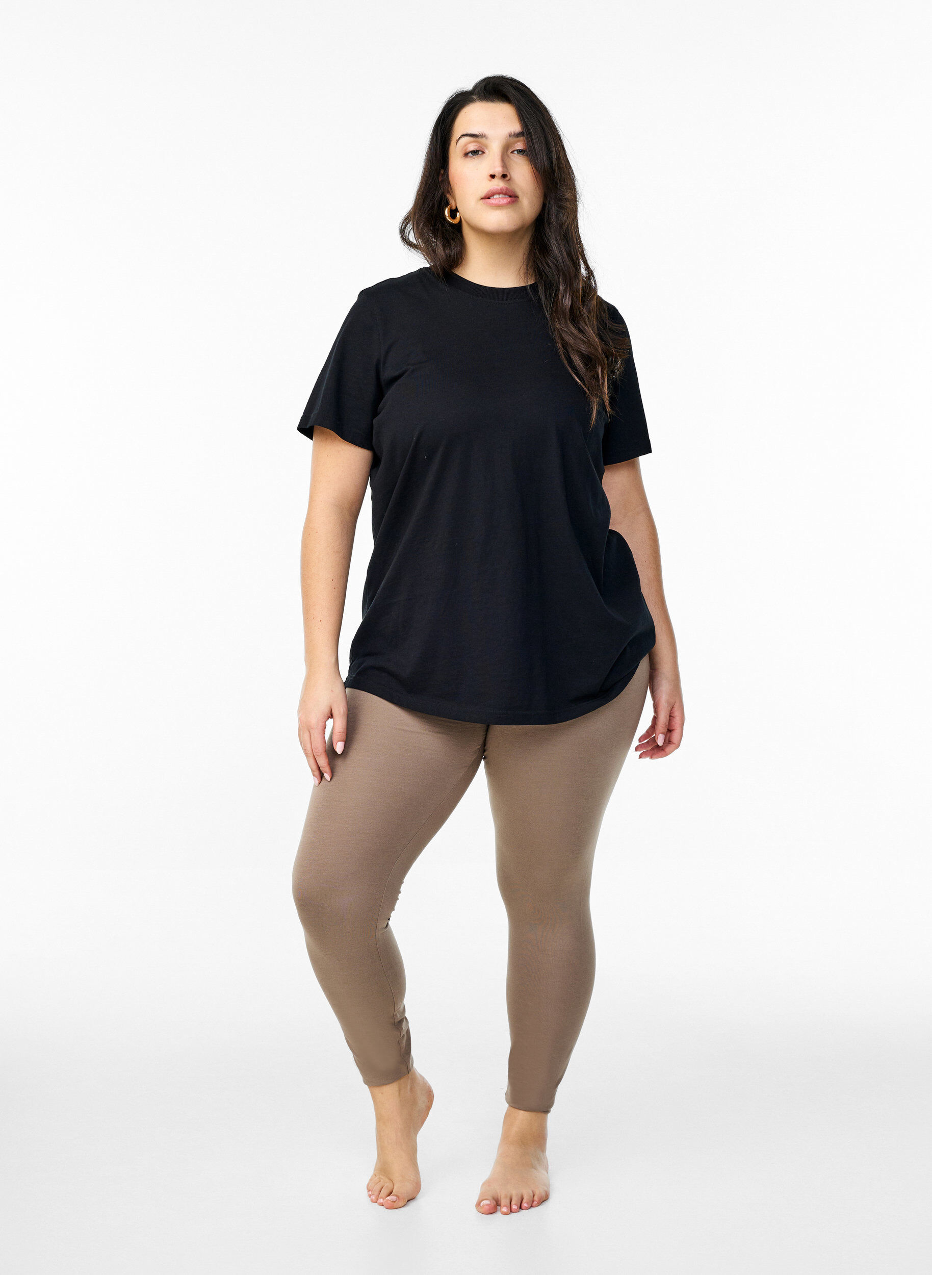 Zizzi Basic Leggings aus Viskose, Braun, Model image number 1