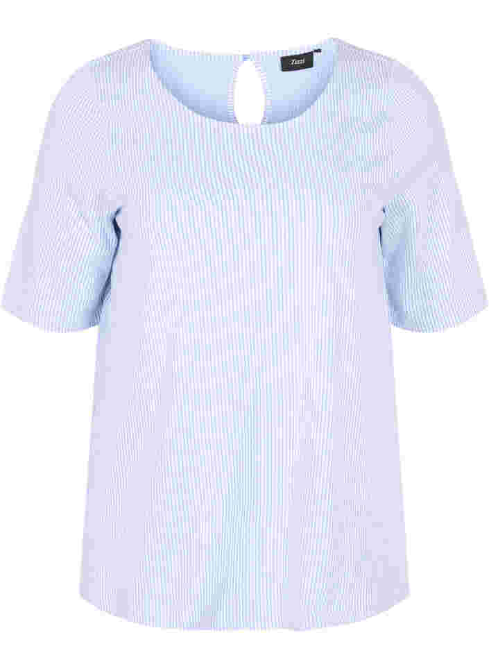 Gestreifte Bluse mit 3/4 Ärmeln, Lavender L Stripe, Packshot image number 0