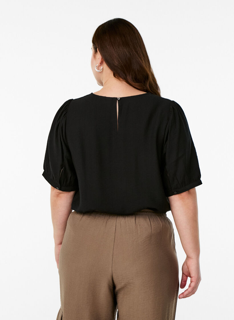 Bluse aus Viskose mit halben &Auml;rmeln, Schwarz, Model image number 2