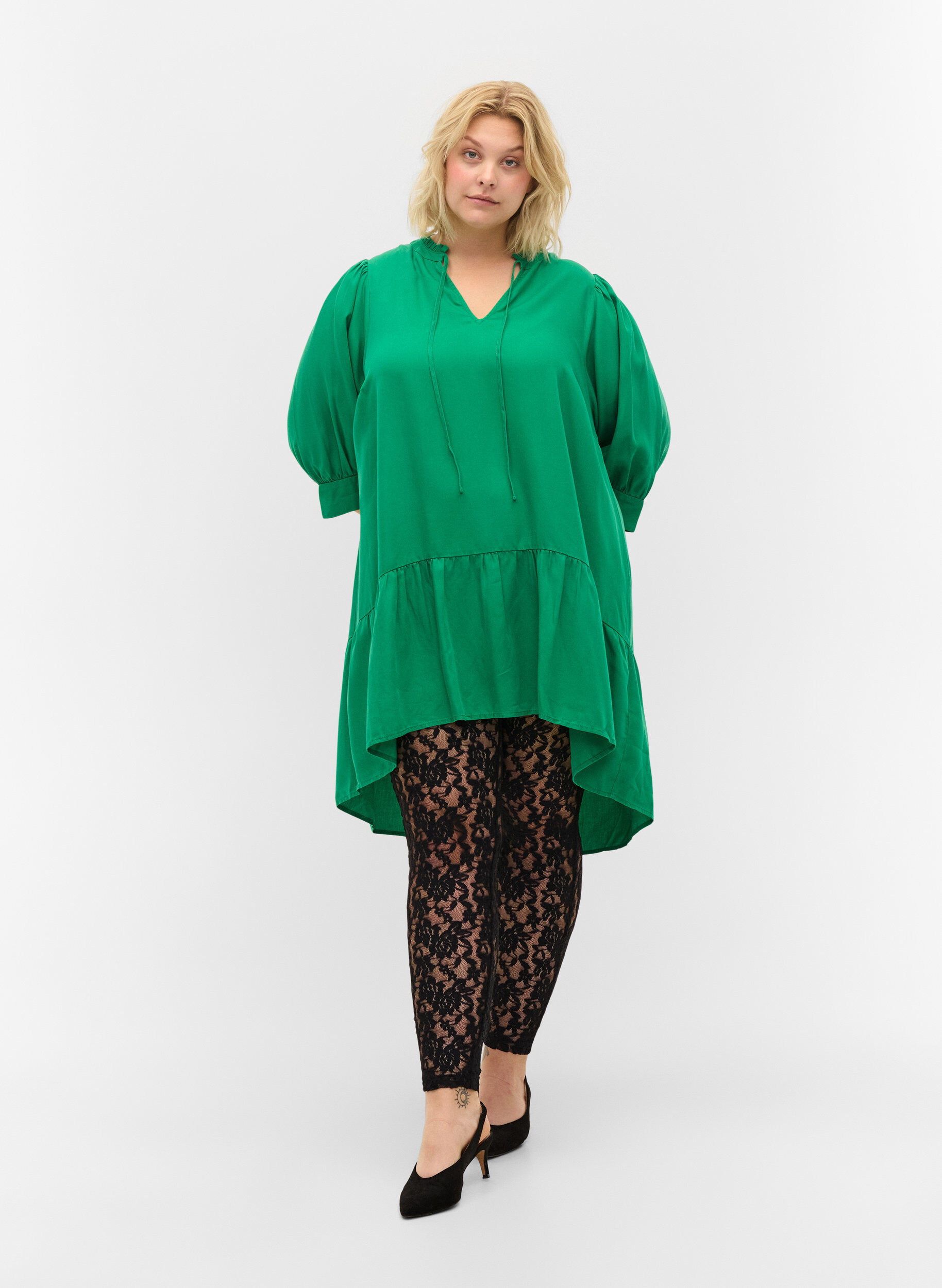 Zizzi Spitzenleggings, Black, Model image number 0