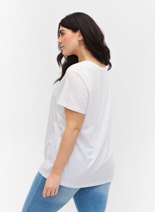 Kurzarm T-Shirt aus Baumwolle mit Aufdruck, Bright White CALM, Model image number 1