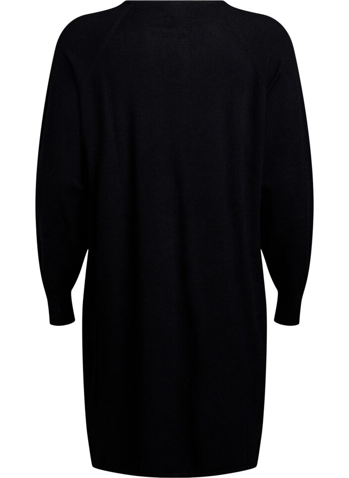 Strickkleid mit Rundhalsausschnitt und Strickmuster, Black, Packshot image number 1