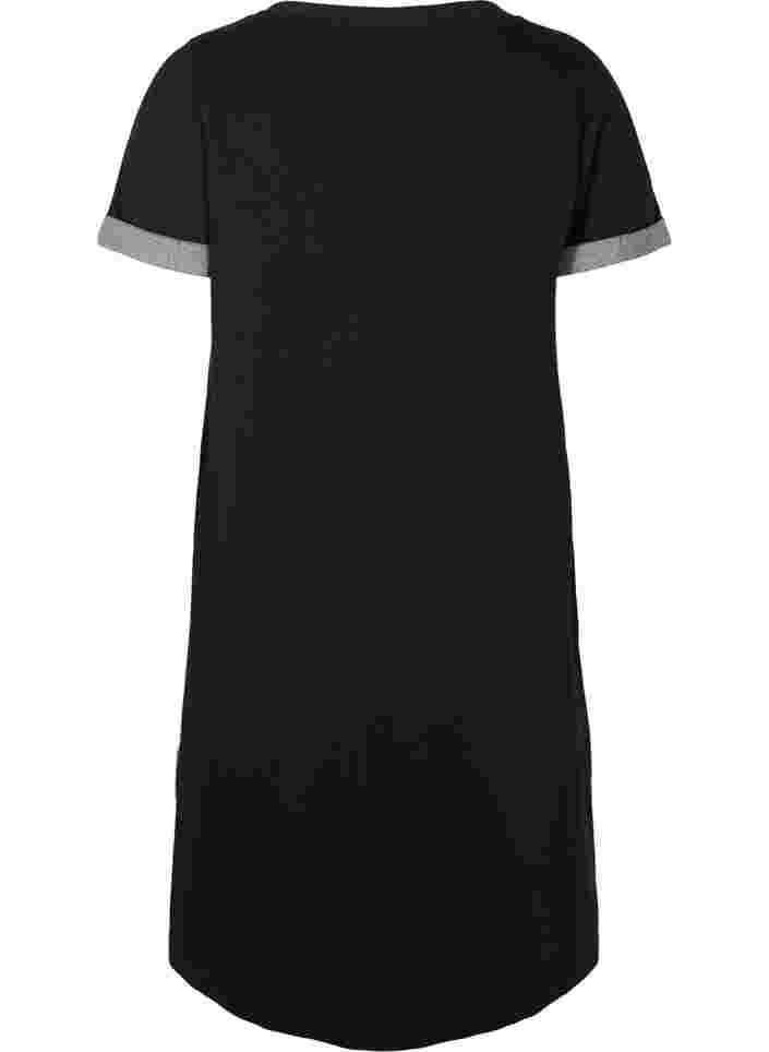 Sweatshirtkleid mit kurzen Ärmeln und Schlitzen, Black, Packshot image number 1