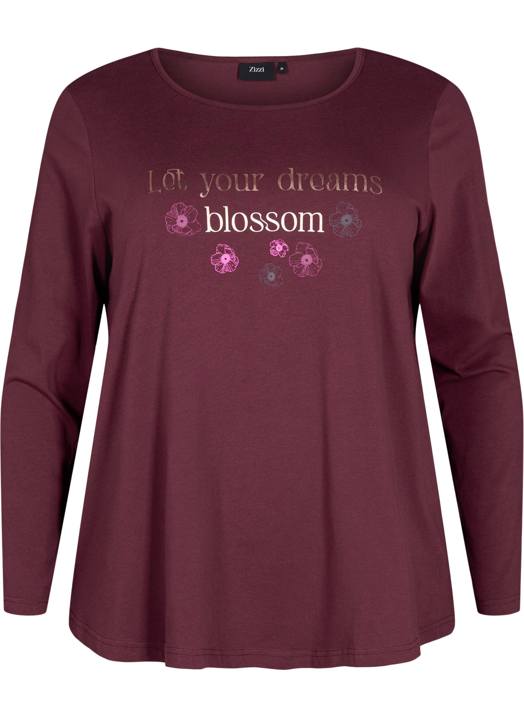 Zizzi Nachthemd aus Baumwolle mit Text-Aufdruck, Rot, Packshot image number 0