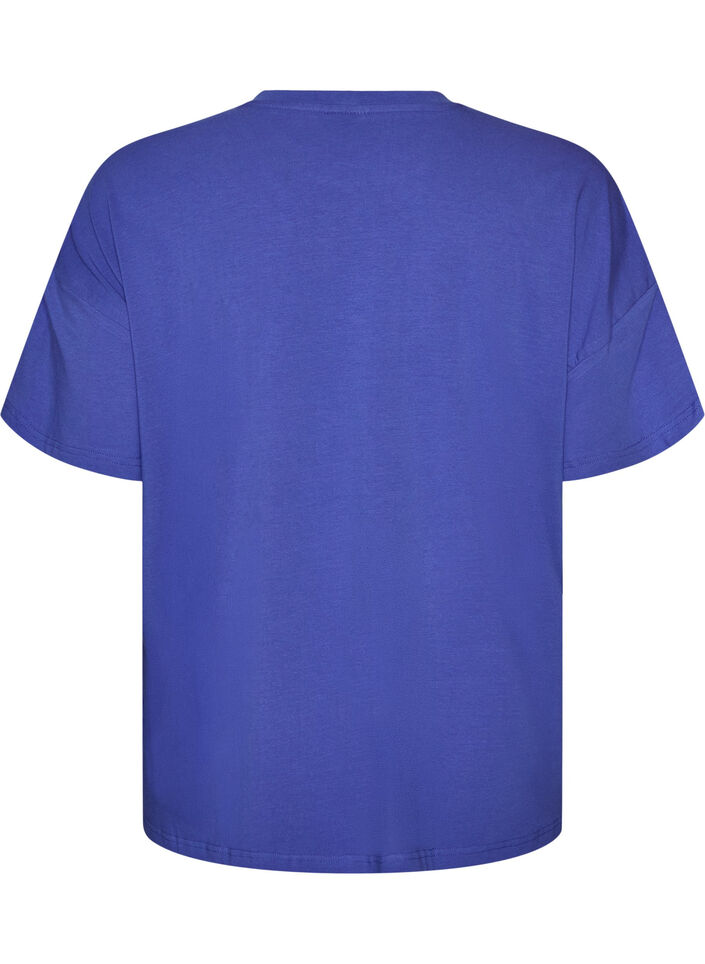 T-Shirt aus Bio-Baumwolle mit kleinem Frontmotiv, Blau, Packshot image number 1