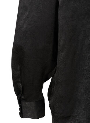 Hemdbluse mit Struktur und langen Puffärmeln, Black, Packshot image number 3