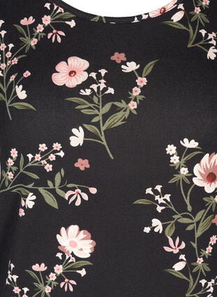 Langarm Bluse mit Blumenprint, black flower AOP, Packshot image number 2