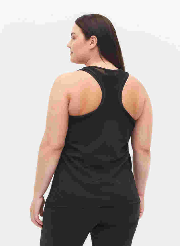 Mesh-Workout-Top mit Ringerrücken, Black, Model image number 1