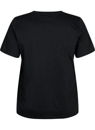 Kurzärmliges Basic-T-Shirt mit V-Ausschnitt, Black, Packshot image number 1