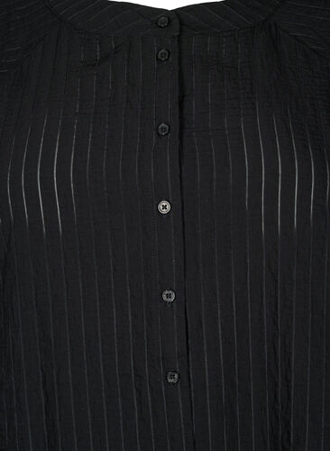 Langer Viskose-Hemd mit gestreiftem Muster, Black, Packshot image number 2