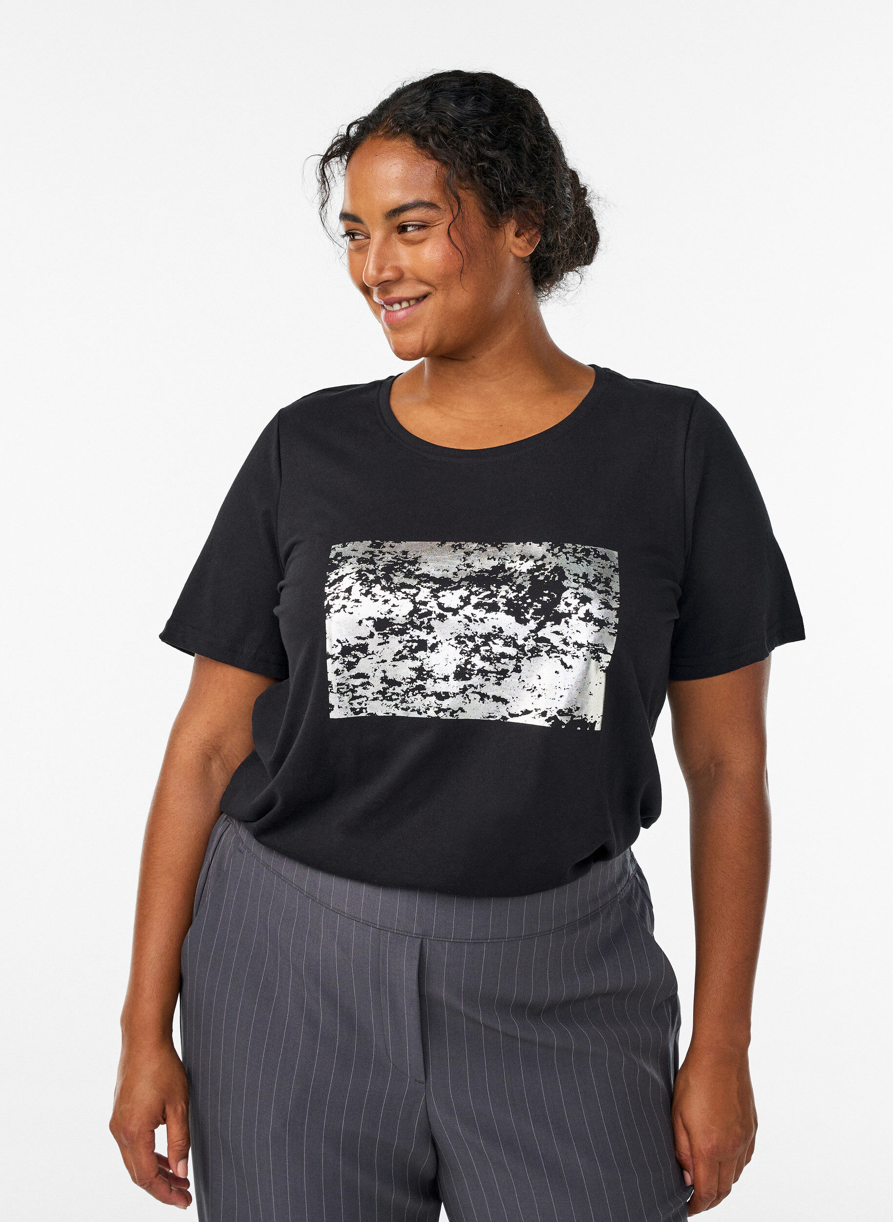 FLASH - T-Shirt mit Print, Schwarz, Model