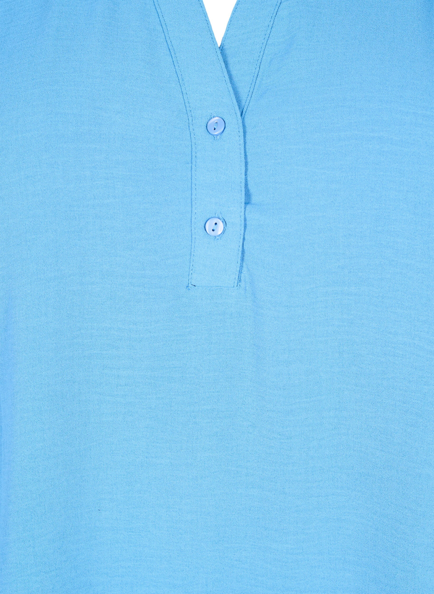 Zizzi Lang&auml;rmelige Hemdbluse mit V-Ausschnitt, Riverside, Packshot image number 2