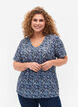 FLASH - Bedrucktes T-Shirt mit V-Ausschnitt, Blue Green Ditsy, Model image number 0