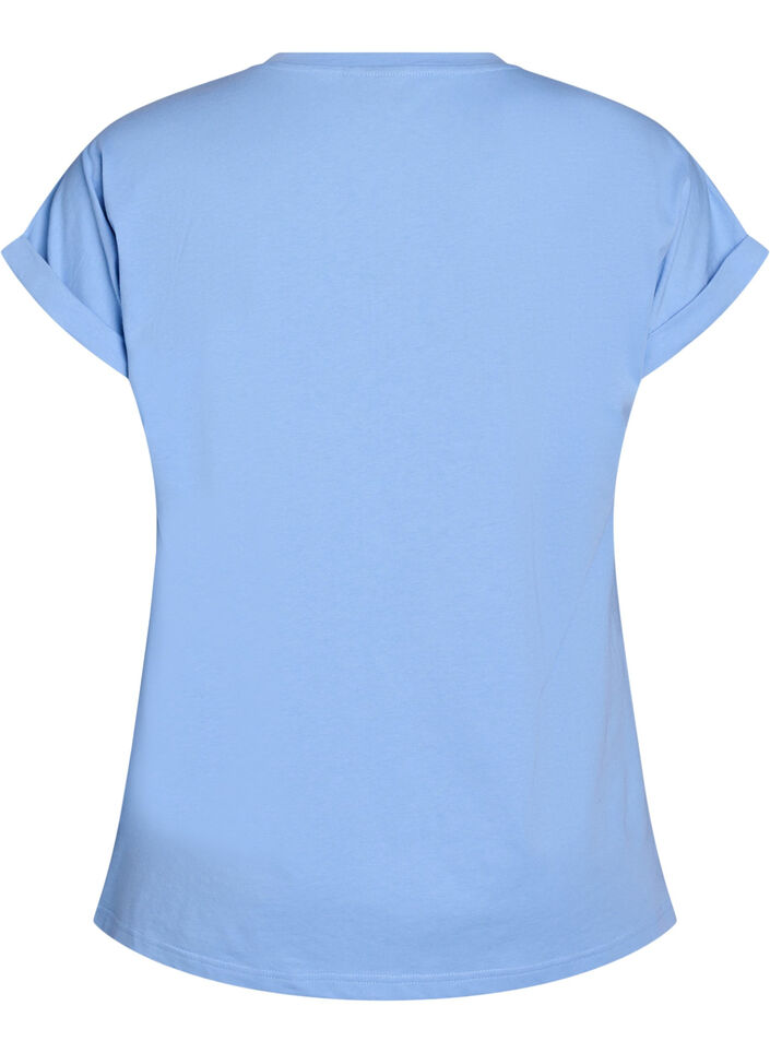 Kurz&auml;rmliges T-Shirt aus einer Baumwollmischung, Blau, Packshot image number 1