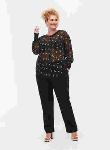 Transparentes Hemd mit Lurex-Muster, Black, Model image number 2