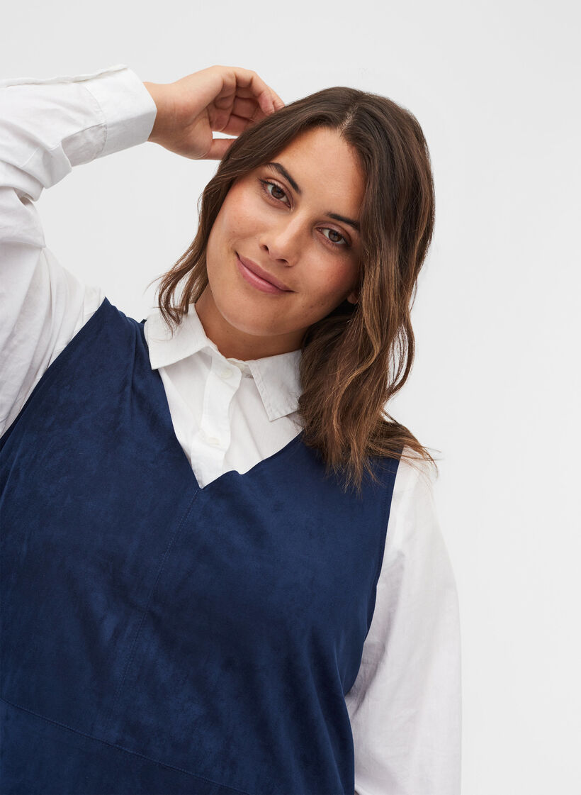 Ärmelloses Kleid mit A-Form, Dark Blue, Model image number 2