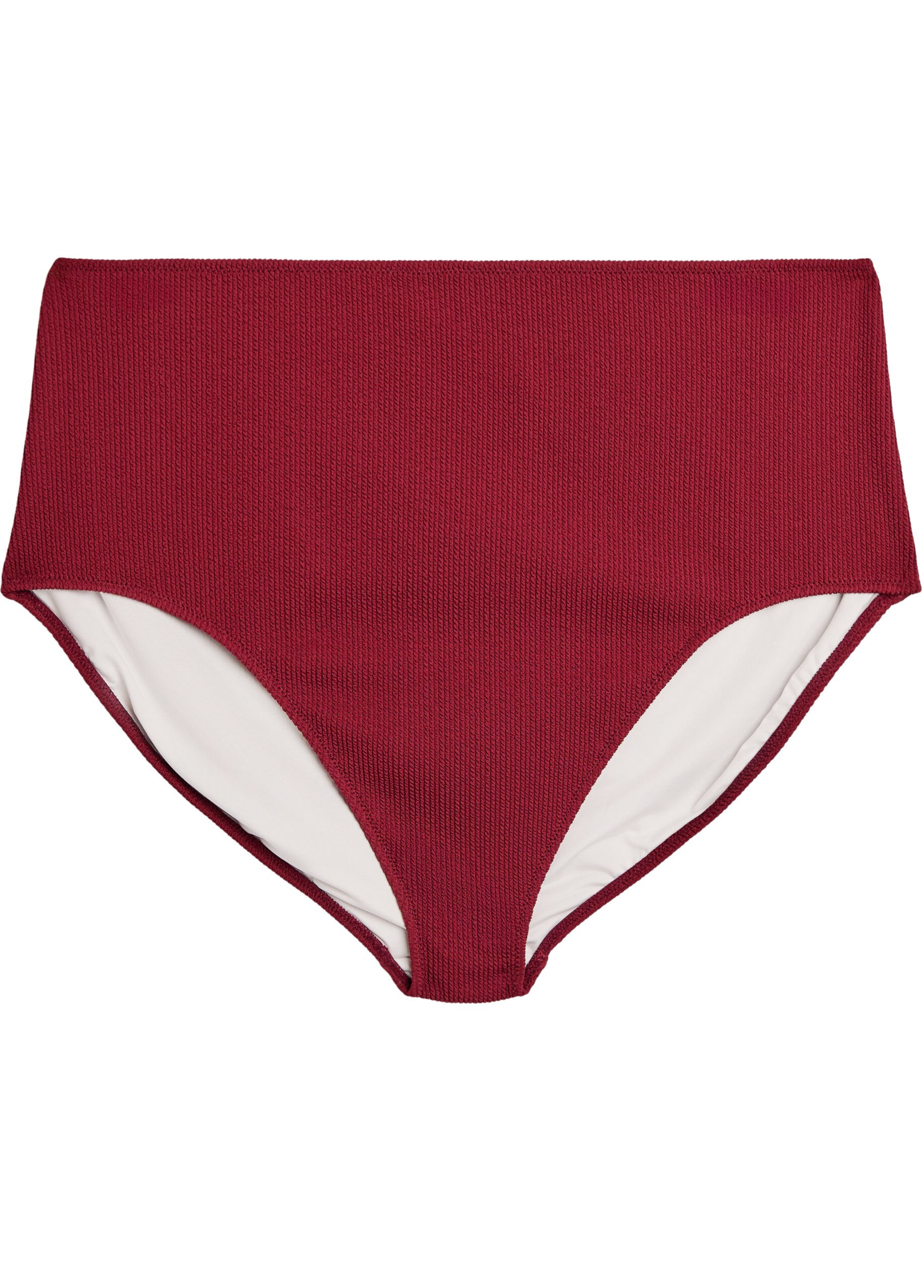 Zizzi Hoch taillierte Bikinihose mit Struktur, Rot, Packshot image number 0