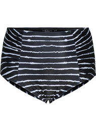 Bikini-Unterteil mit Streifen und hoher Taille, Black White Stripe, Packshot