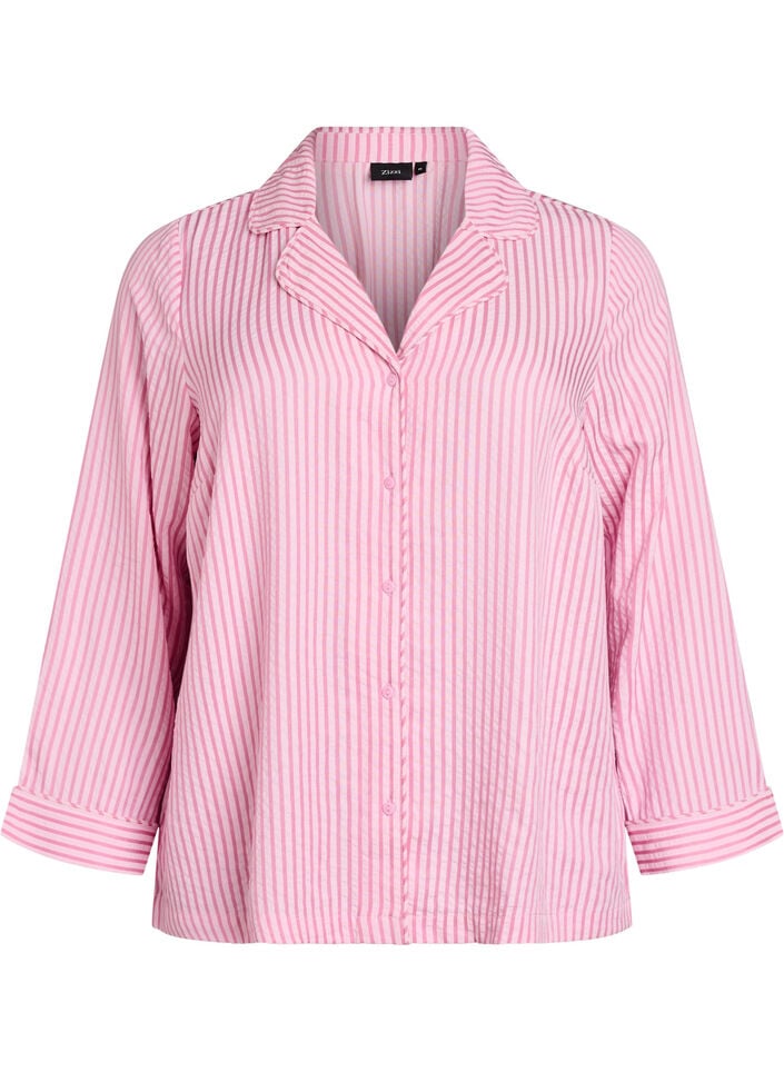 Pyjamahemd aus Seersucker mit langen &Auml;rmeln, Pink, Packshot image number 0