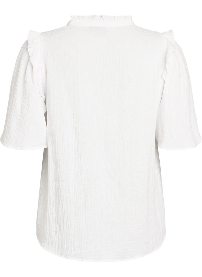 Bluse aus Baumwoll-Musselin mit Broderie Anglaise und 1/2-&Auml;rmeln, Wei&szlig;, Packshot image number 1
