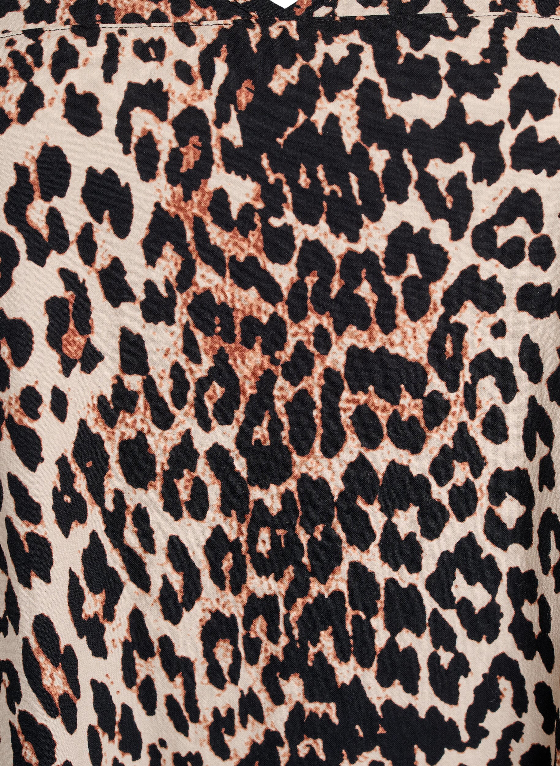 Zizzi Kurzes A-Linien-Kleid mit Leopardenmuster, Braun, Packshot image number 2