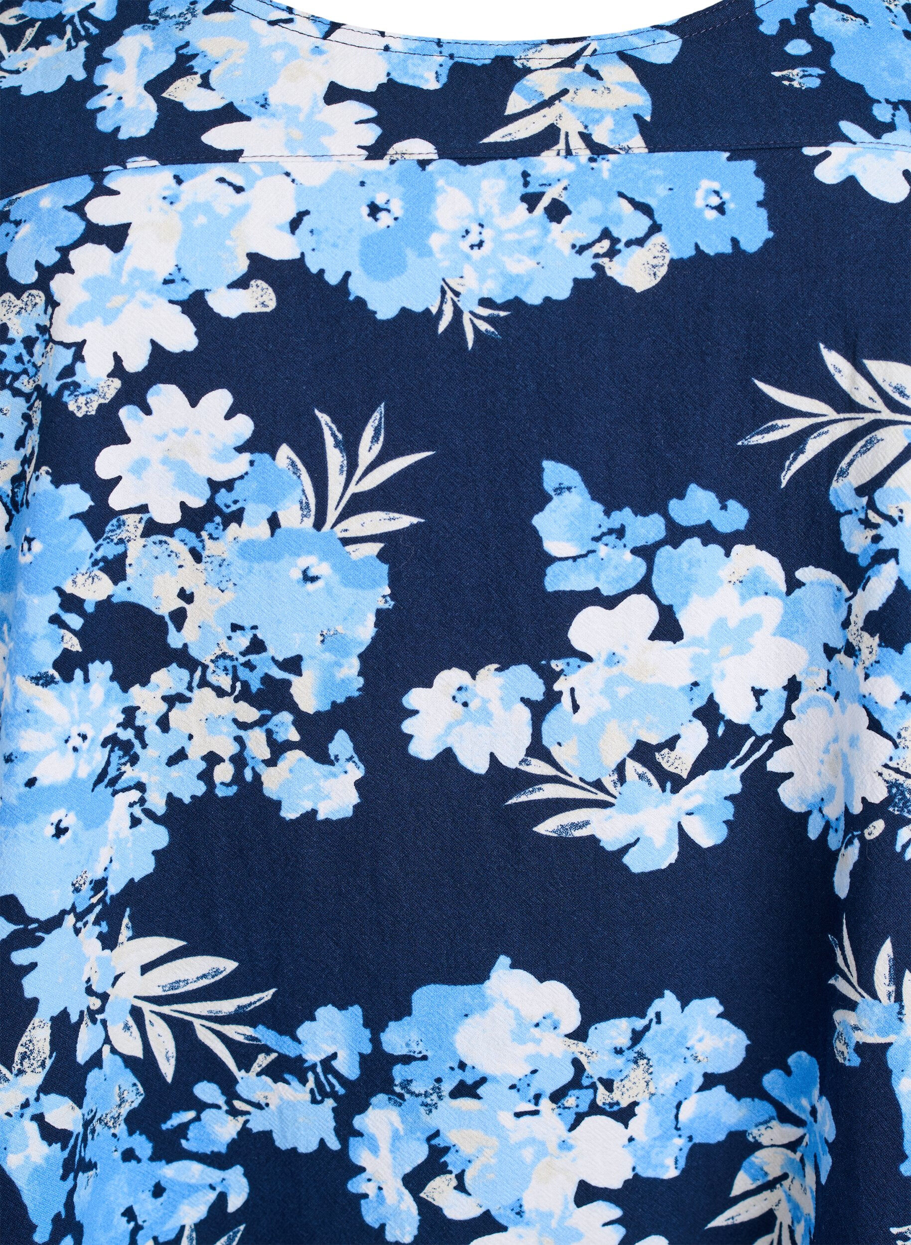 ZizziKurz&auml;rmliges Baumwollkleid mit Aufdruck, Blau, Packshot image number 2