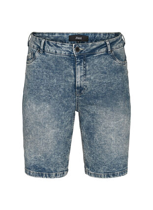 Denim Shorts mit hoher Taille, Light blue denim, Packshot image number 0