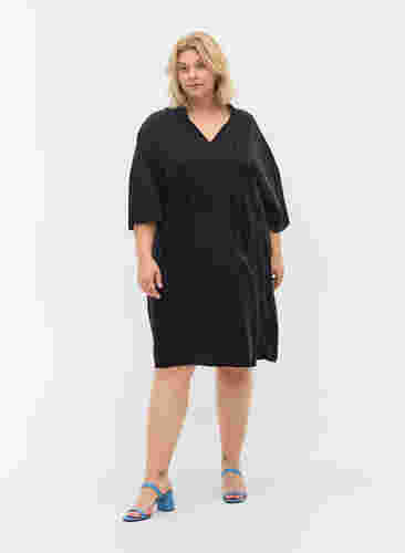 Kleid mit 3/4-Ärmeln aus Lyocell (TENCEL™), Black, Model image number 2