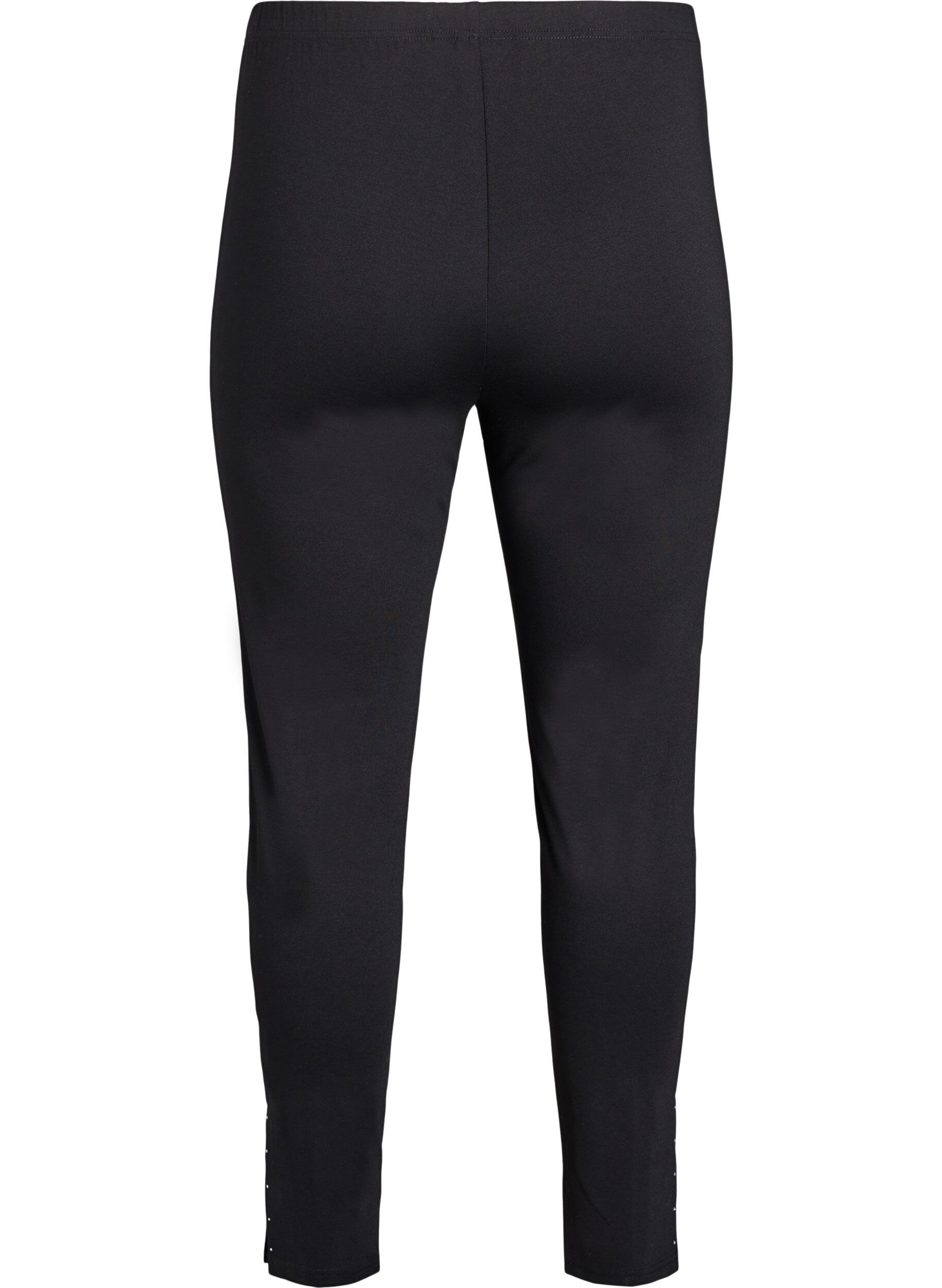 Zizzi Leggings mit Schlitzen und kleinen Strasssteinen, Schwarz, Packshot image number 1