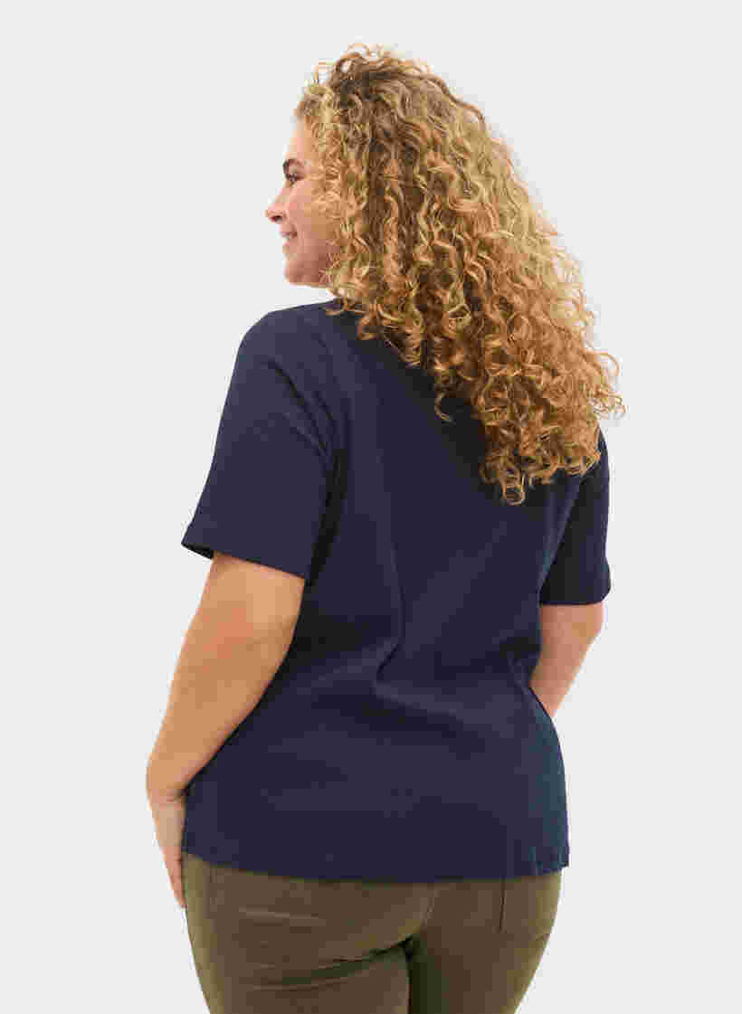 Kurzarm T-Shirt mit Knöpfen, Navy Blazer, Model image number 1