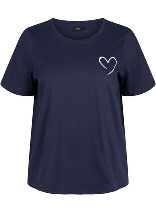 Kurzarm Pyjama-T-Shirt aus Baumwolle, Navy Blazer w. Heart, Packshot image number 0