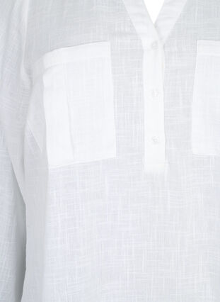 Baumwolltunika mit 3/4-Ärmeln, Bright White, Packshot image number 2