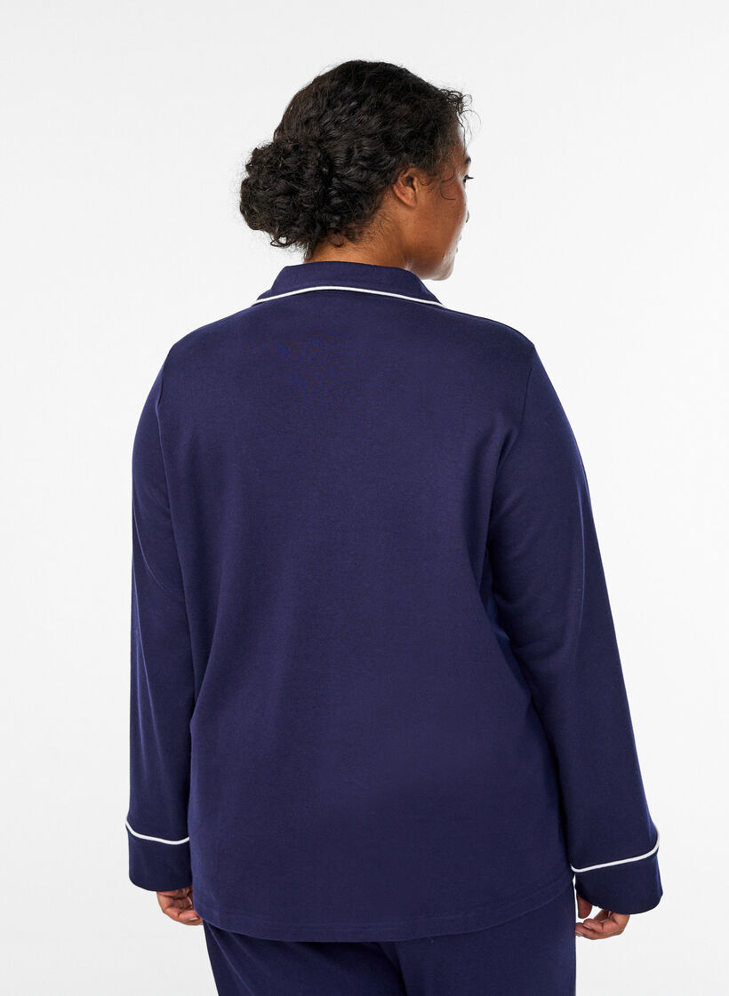 Pyjamahemd aus Baumwolle mit Brusttasche, Blau, Model image number 2