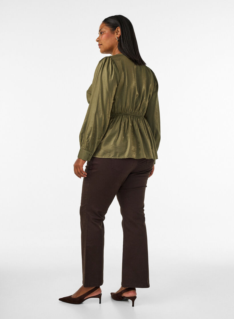 Ellen Bootcut-Jeans aus farbigem Denim, Braun, Model image number 1