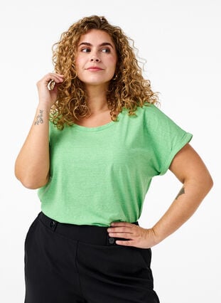 Neonfarbenes T-Shirt aus Baumwolle, Neon Green, Model image number 0