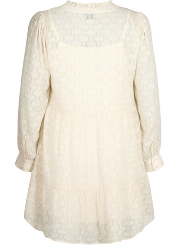 Jacquard-Kleid mit Rüschenkragen, Birch, Packshot image number 1