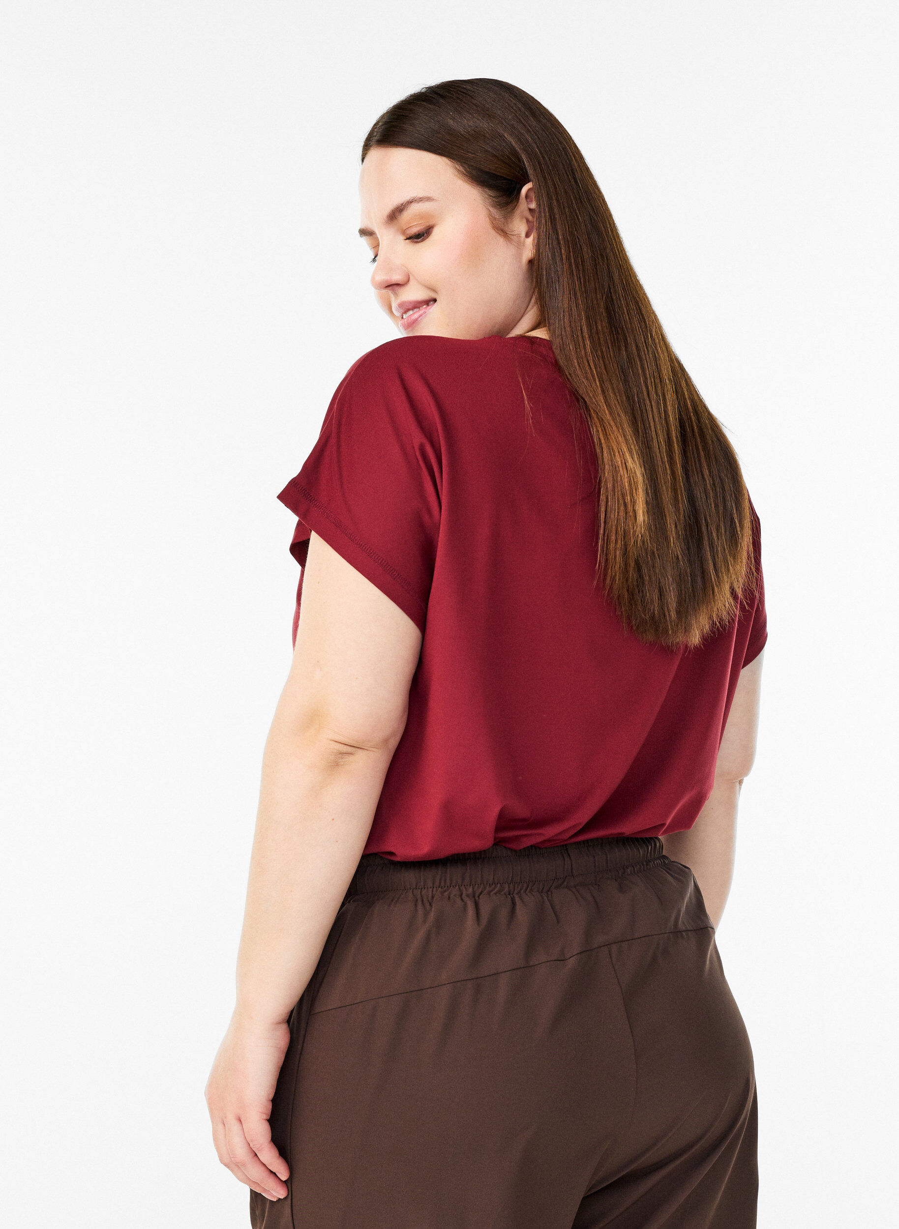 Zizzi Einfarbiges Trainings-T-Shirt, Rot, Model image number 2