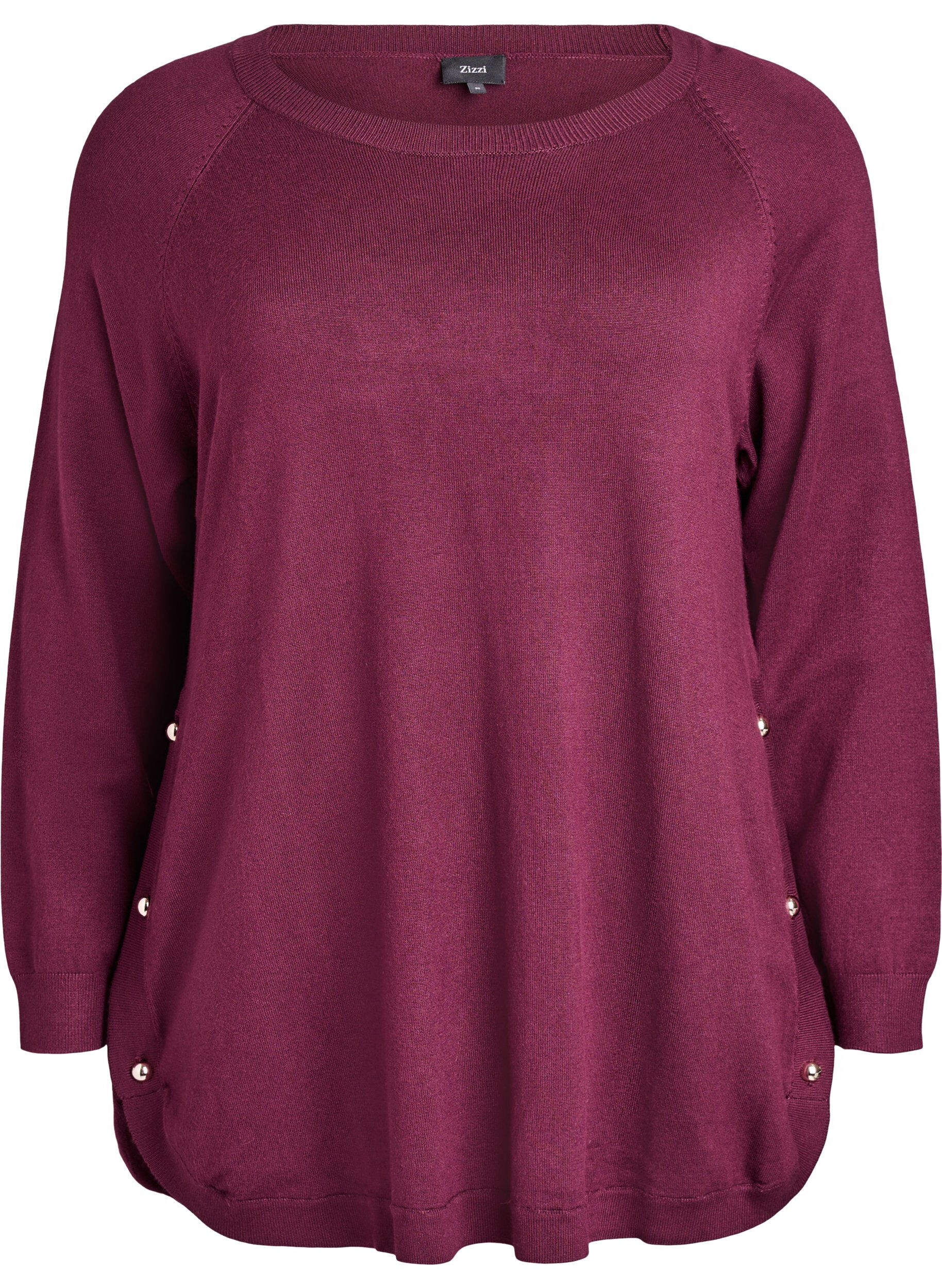 ZizziStrickbluse mit seitlichen Kn&ouml;pfen, Rot, Packshot image number 0