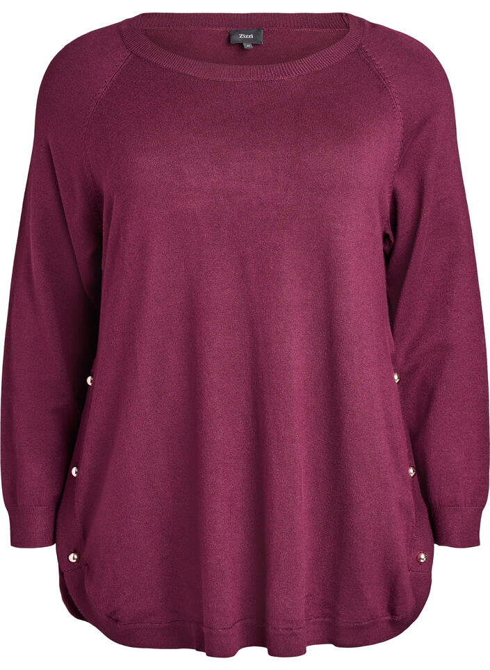 Strickbluse mit seitlichen Kn&ouml;pfen, Rot, Packshot image number 0