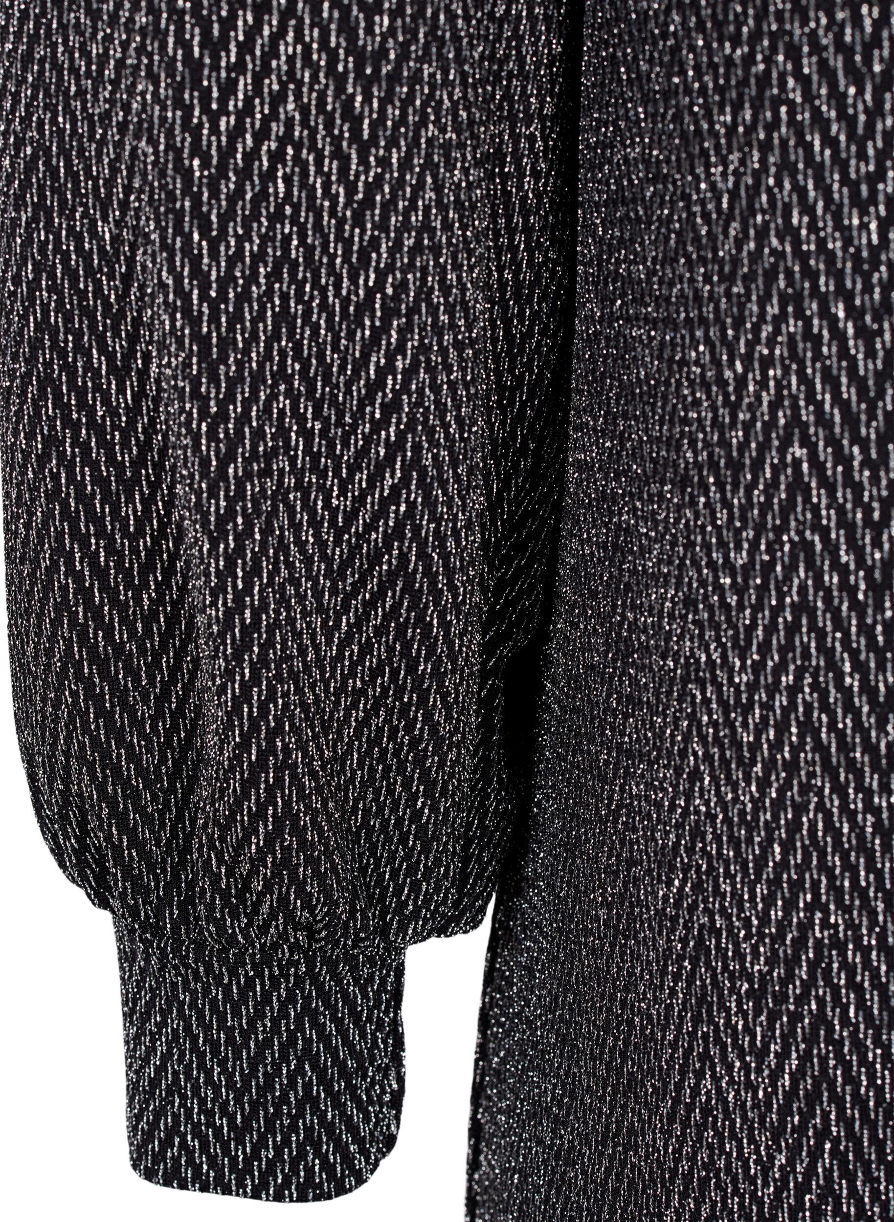 Zizzi Kleid mit Zickzackmuster und Glitzer, Silver ZigZagShimmer, Packshot image number 3