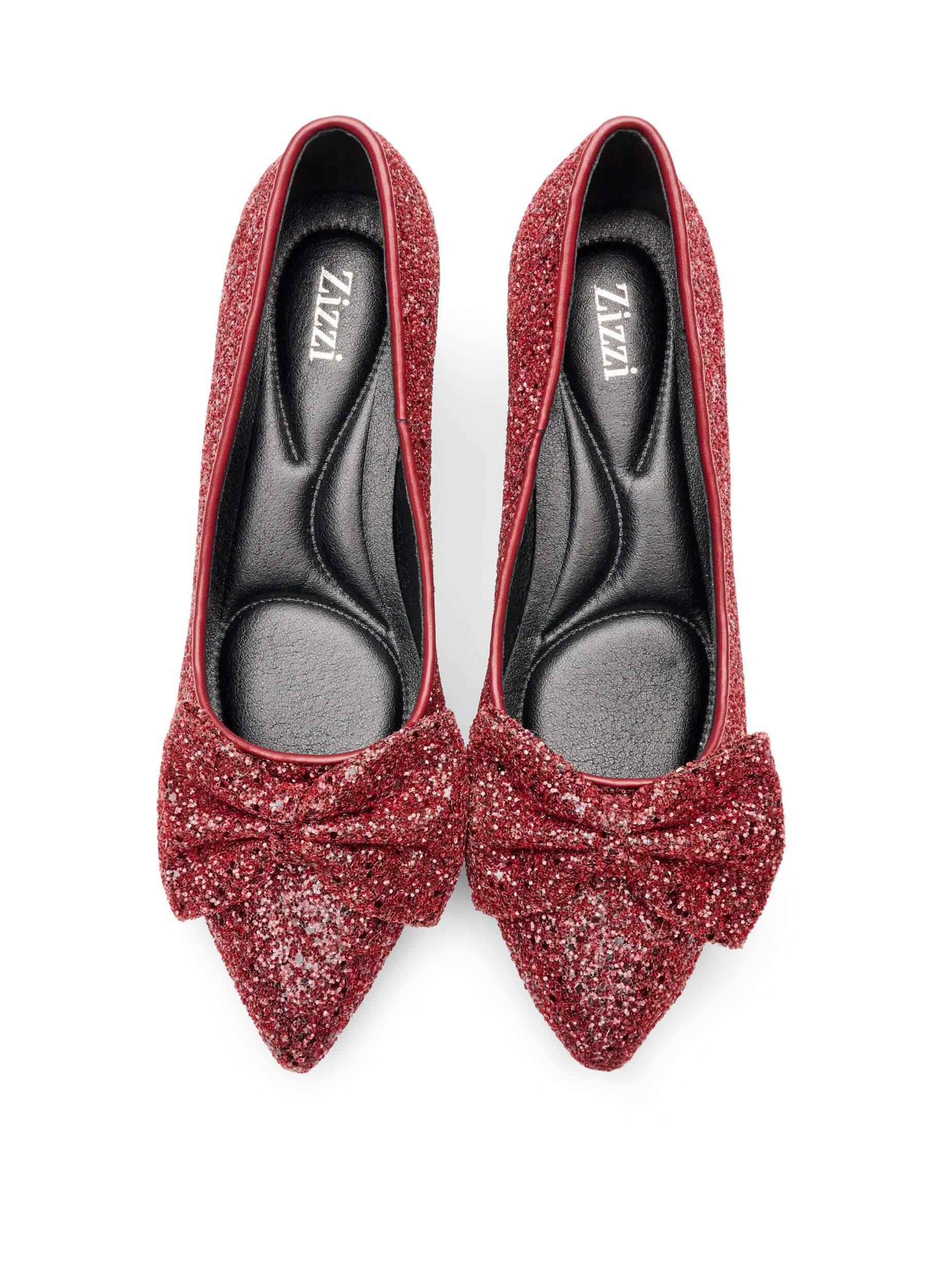ZizziGlitzer-Pumps mit Schleife, Rot, Packshot image number 2