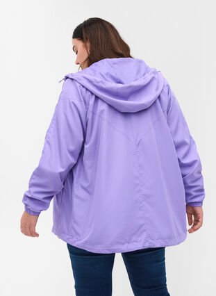 Kurze Jacke mit Kapuze und verstellbarem Saum, Paisley Purple, Model image number 1