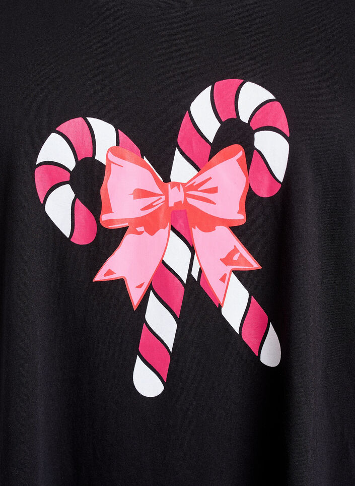 Nachthemd aus Bio-Baumwolle mit weihnachtlichem Motiv, Schwarz, Packshot image number 2
