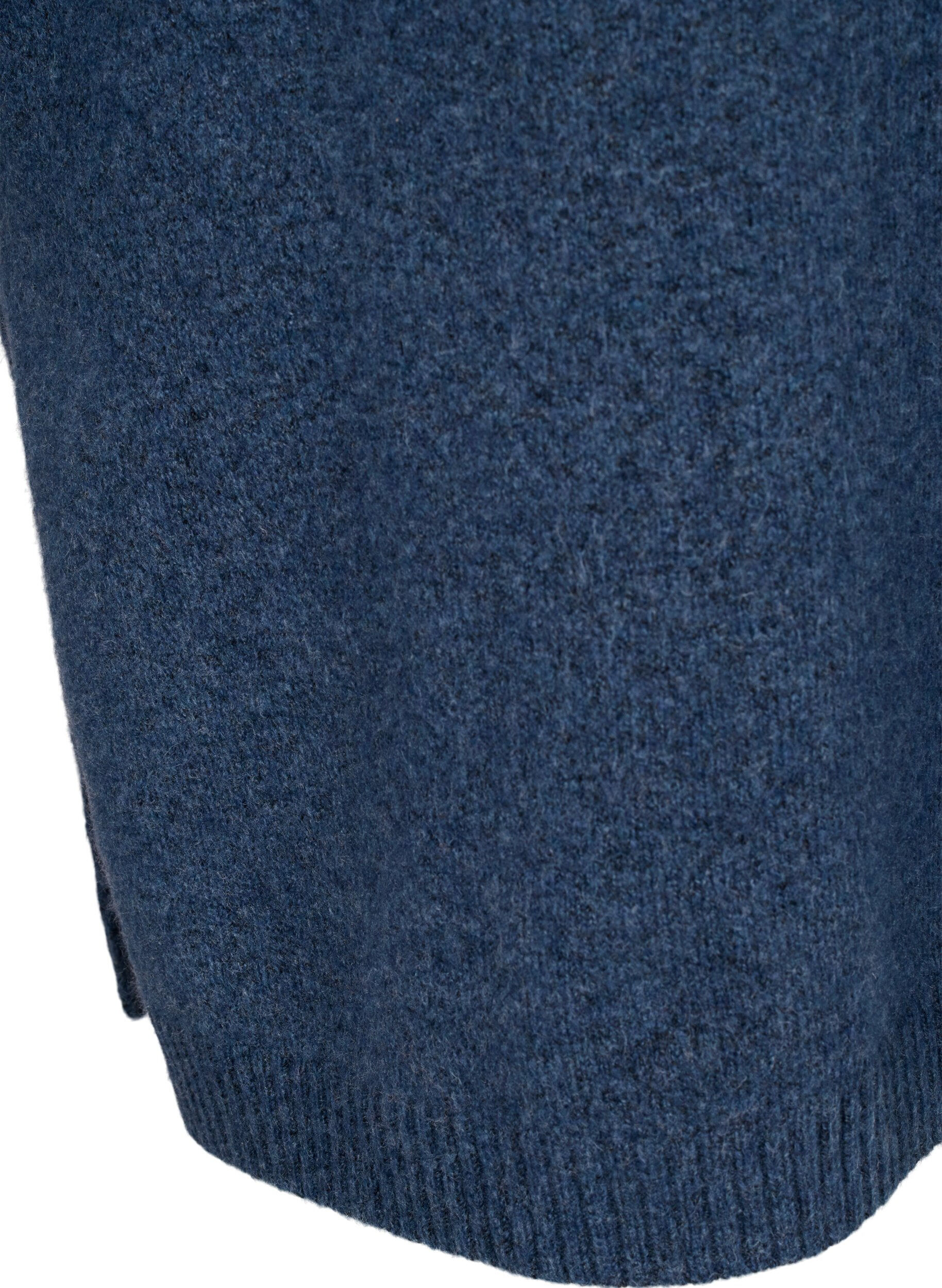 Zizzi Lange Strickbluse mit langen &Auml;rmeln, Bering Sea Mel., Packshot image number 3