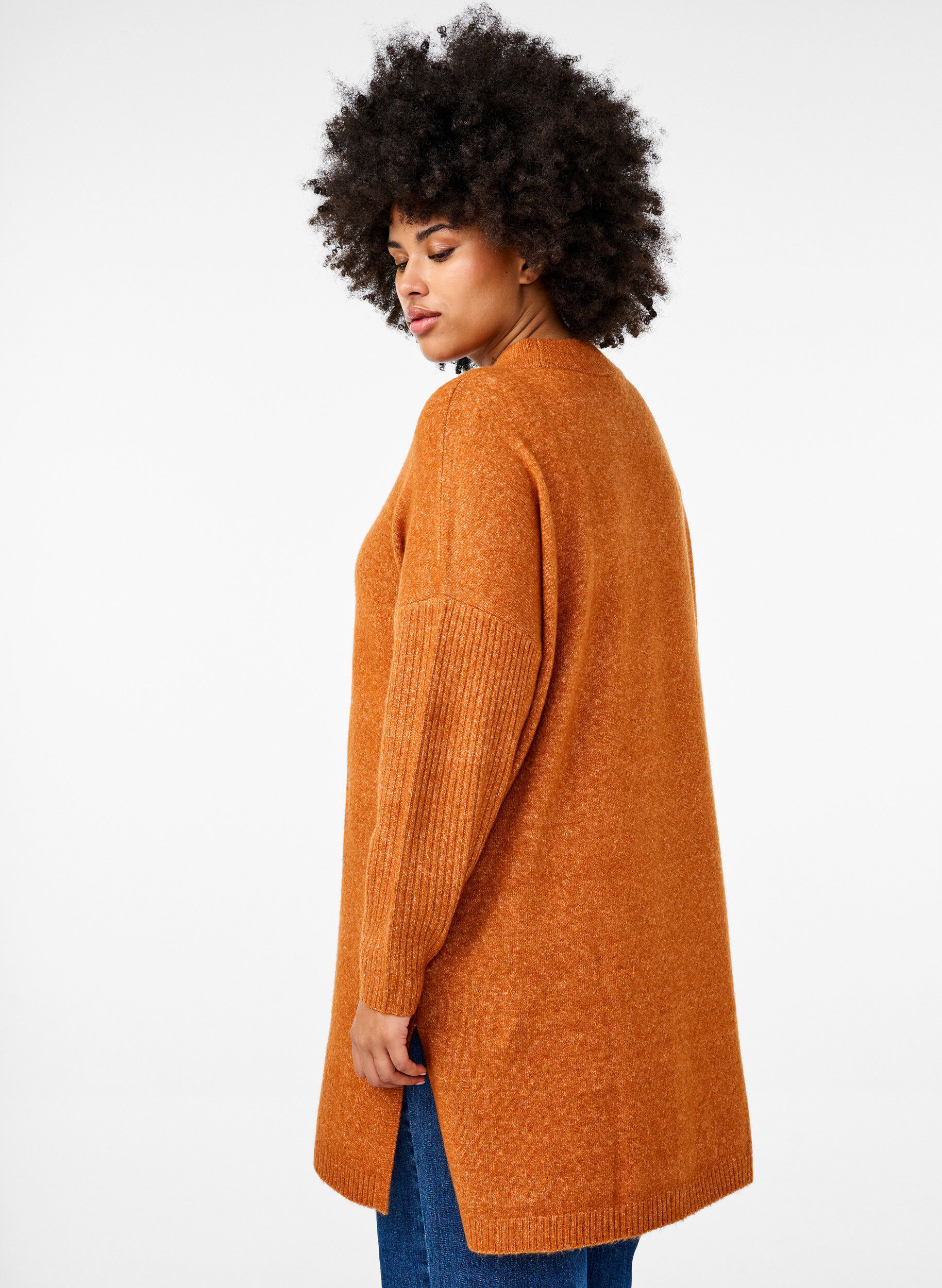 Zizzi Lange Strickbluse mit langen &Auml;rmeln, Autumnal Mel., Model image number 1