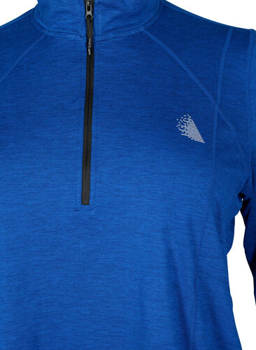 Trainingsshirt mit Reißverschluss, S. Blue / Black Mel., Packshot image number 2