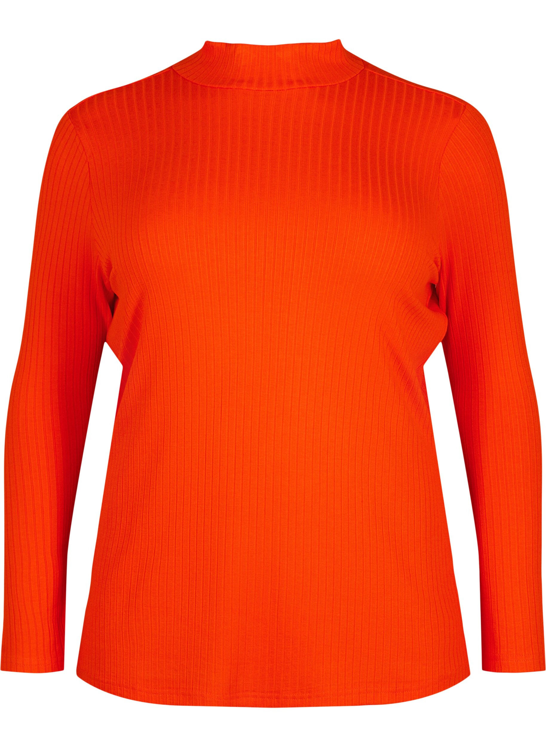 Zizzi Taillierte Bluse aus Viskose mit hohem Halsausschnitt, Orange.com, Packshot image number 0