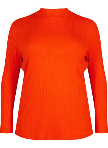 Taillierte Bluse aus Viskose mit hohem Halsausschnitt, Orange.com, Packshot image number 0