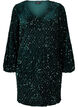 Paillettenkleid mit V-Ausschnitt und Karomuster, Rain Forest Sequins, Packshot image number 0